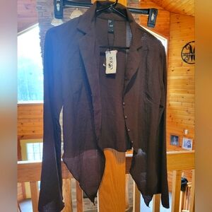 💰⏳️Cider XL button down, collared, tie front blouse NWT